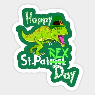 Happy St Patrick's Day Dinosaur PaT Rex Leprechaun Sticker